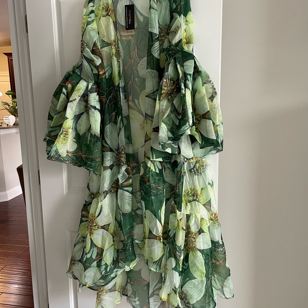 Floral Green Sheer Kimono